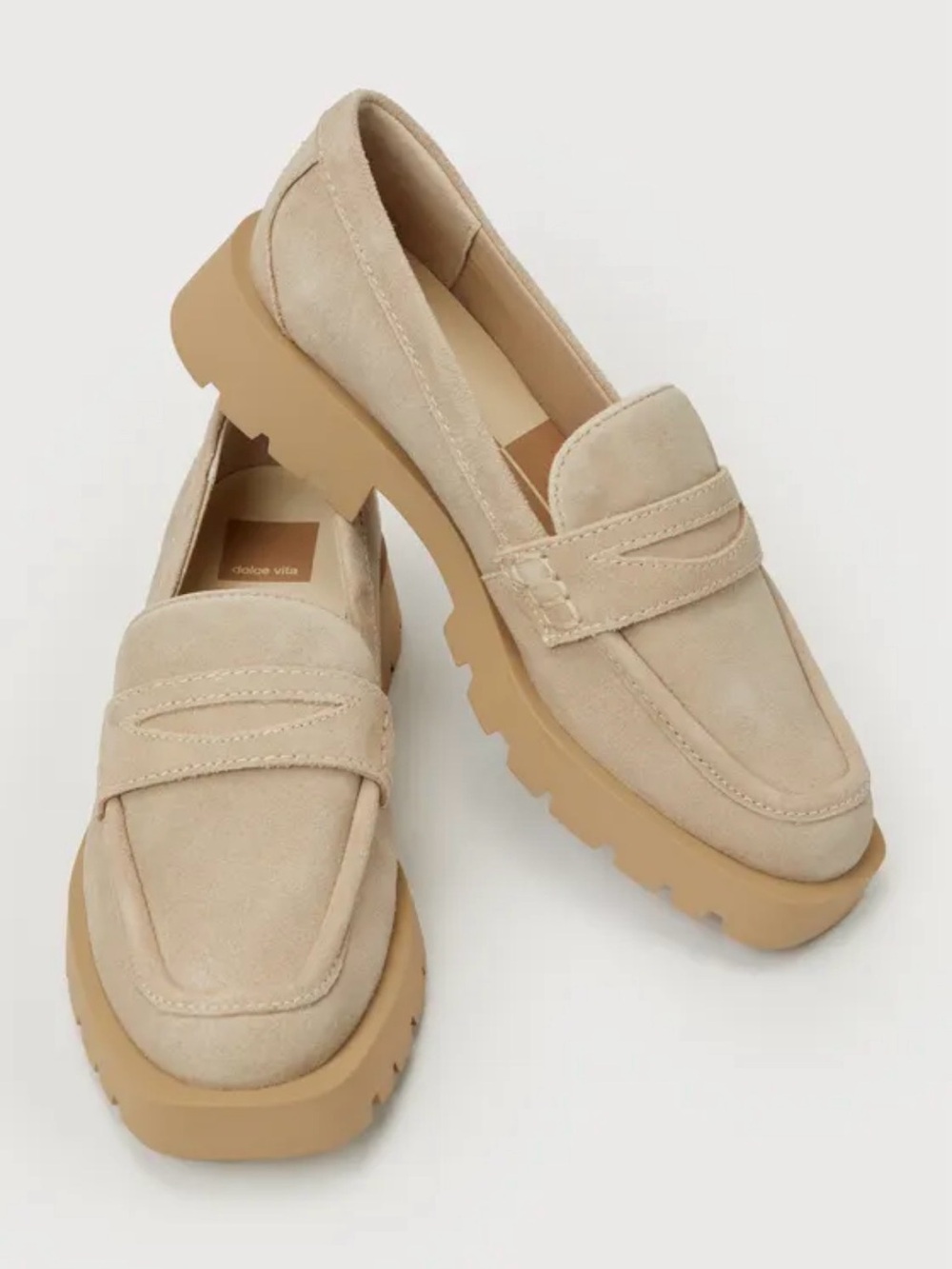 Dolce Vita Elias Suede Platform Penny Loafers in Dune